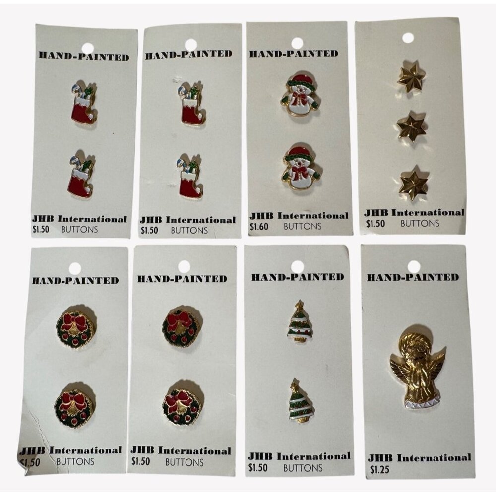 Vintage Hand Painted JHB‎ International New Old Stock Christmas Buttons Lot